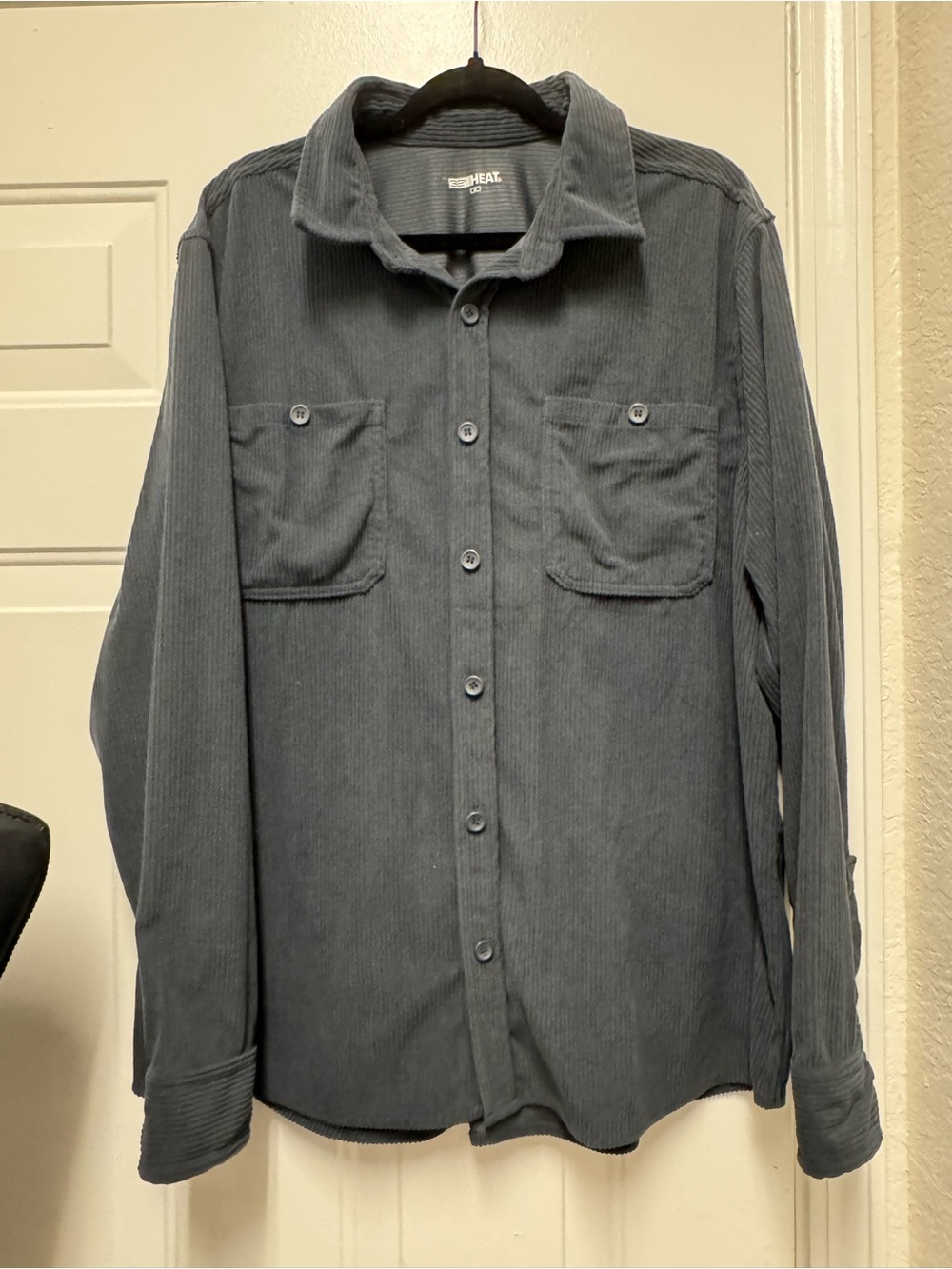 32 Degrees Men's Long Sleeve Button-Down Corduroy Shirt - Charcoal Gray